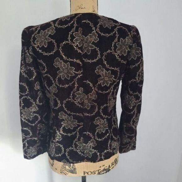 Vintage Dark Romantic Goth Purple Filigree Jacket Gold Trim - Picture 4 of 14